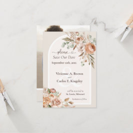 Save the Date Light Earth Tone Boho Floral Foto