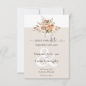 Save the Date Light Earth Tone Boho Floral Foto (Vorderseite)
