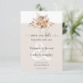 Save the Date Light Earth Tone Boho Floral Foto (Stehend Vorderseite)