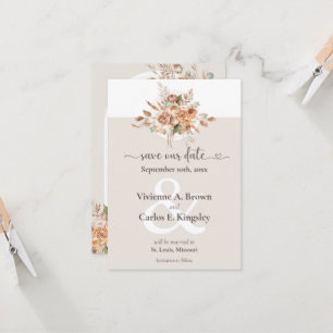 Save the Date Light Earth Tone Boho Floral Foto