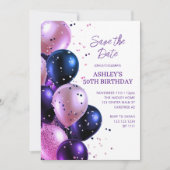 Save the Date Lila 50. Geburtstag Einladung (Vorderseite)