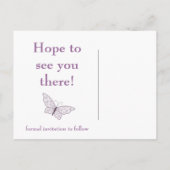 Save the Date lila! Ankündigungspostkarte (Rückseite)