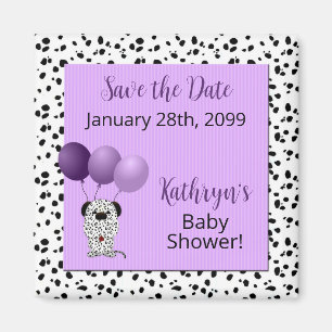 Save the Date lila Baby-Duschen-Magnet Magnet