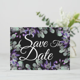 Save the Date Lila Blume Blumenschrift Einladung