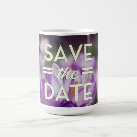 Save the Date Lila Blume Verwandlungstasse (Zentrum)