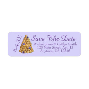 Save the Date Lila Croquembouche Hochzeitstorte