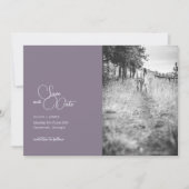 Save the Date Lila Foto-Karte (Vorderseite)