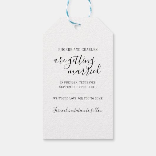 Save the Date Lila Geschenkanhänger (Rückseite)