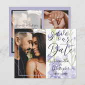 Save the Date Lila Hochzeit des Fotos (Vorne/Hinten)