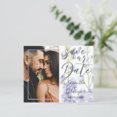 Save the Date Lila Hochzeit des Fotos (Stehend Vorderseite)