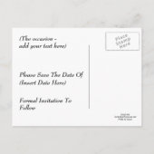 Save the Date Lila Iris Blume Foto Postkarte (Rückseite)