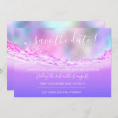 Save the Date Lila Pastelle im tropischen Ozean (Vorne/Hinten)