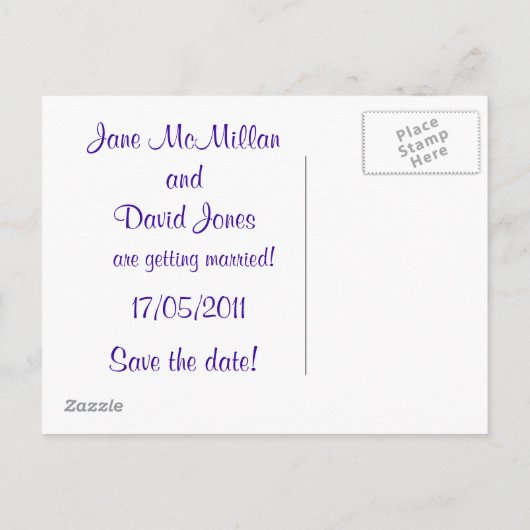 Save the Date Lila Postkarten (Rückseite)