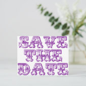 Save the Date Lila Postkarten (Stehend Vorderseite)