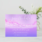 Save the Date Lila rosa tropischer Ozean (Stehend Vorderseite)