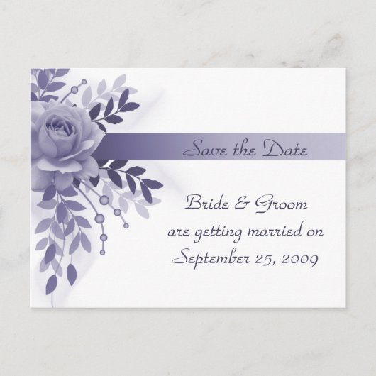 Save the Date Lila Rose Postkarte (Vorderseite)