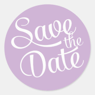 Save the Date Lila Runder Aufkleber