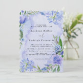 Save the Date lila und blaue florale Karte (Stehend Vorderseite)