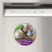 Save the Date Lila und Gold Shimmer Blumenmagnet Magnet (In Situ (Geschirrspüler))
