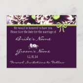 Save the Date Lila und Limone Ankündigungspostkarte (Rückseite)