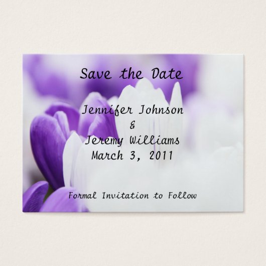Save the Date lila und weiße Blumen (Vorderseite)