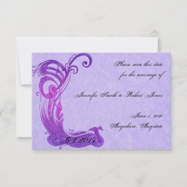 Save the Date lila Vintage Pfauenpfau