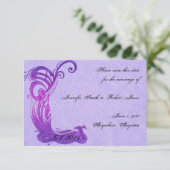Save the Date lila Vintage Pfauenpfau (Stehend Vorderseite)