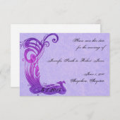 Save the Date lila Vintage Pfauenpfau (Vorne/Hinten)