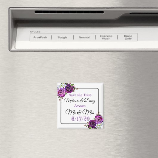 Save the Date Lila Wedding Magnet (In Situ (Geschirrspüler))