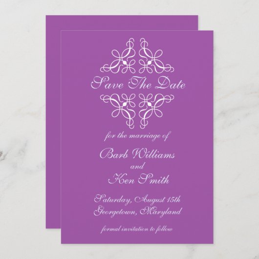 Save the Date Lila Wirbel (Vorne/Hinten)