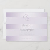 Save The Date | Lilac Shimmer Stripes Monogramm (Vorderseite)