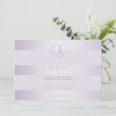 Save The Date | Lilac Shimmer Stripes Monogramm (Stehend Vorderseite)