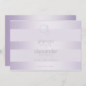 Save The Date | Lilac Shimmer Stripes Monogramm (Vorne/Hinten)
