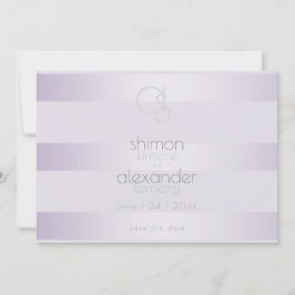 Save The Date | Lilac Shimmer Stripes Monogramm