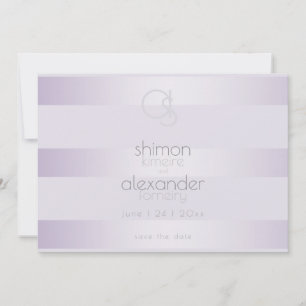 Save The Date   Lilac Shimmer Stripes Monogramm