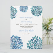 Save the Date Linen Blue Blume Petal Blooms (Stehend Vorderseite)