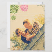 Save the Date Linen Pink & Grüne Blume blüht (Rückseite)