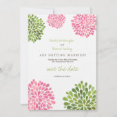 Save the Date Linen Pink & Grüne Blume blüht (Vorderseite)