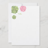 Save the Date Linen Pink & Grüne Blume blüht (Rückseite)