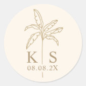 Save the Date Logo für die Palm Tree Runder Aufkleber (Vorderseite)