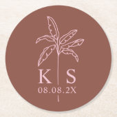 Save the Date Logo für die Palm Tree Runder Pappuntersetzer (Vorderseite)