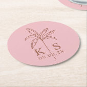 Save the Date Logo für die Palm Tree Runder Pappuntersetzer (Angewinkelt)