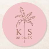 Save the Date Logo für die Palm Tree Runder Pappuntersetzer (Vorderseite)