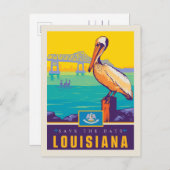 Save The Date | Louisiana Einladungspostkarte (Vorne/Hinten)