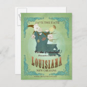 Save the Date - Louisiana Karte mit hübschen Vögel (Vorne/Hinten)