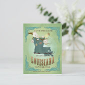 Save the Date - Louisiana Karte mit hübschen Vögel (Stehend Vorderseite)