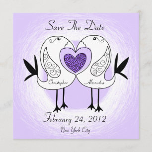 Save the Date Love Bird Einladung Lila
