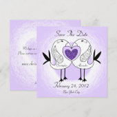 Save the Date Love Bird Einladung Lila (Vorne/Hinten)