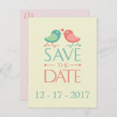 Save the Date Lovebirds Hochzeit Postkarte (Vorne/Hinten)