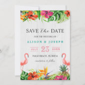 Save The Date | Luau Tropical Floral Flamingo (Vorderseite)